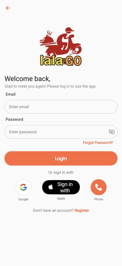 LalaGO customer login screen shown before PAUTOS review and confirmation